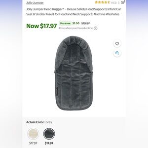 Jolly Jumper Deluxe Safety Head Support for newborns and babies - Gray